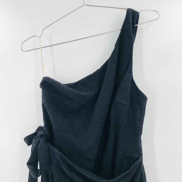 Free People One Shoulder Wrap Midi Dress Black Size Small - Picture 3 of 12